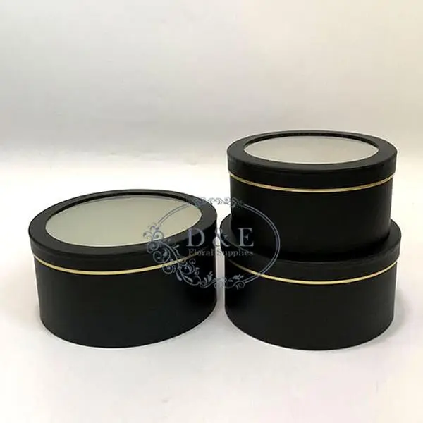 4 Color Options – Round Flower Boxes with Window Set of 3