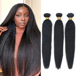 Kinky Straight Bundles Human Hair Bundles Yaki Straight Virgin one bundle 3 bundles Human hair Kinky Straight