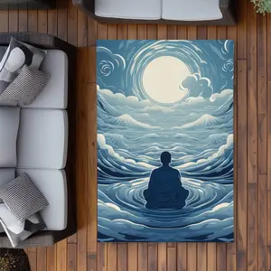 MWW C1ROAR46U63G0S 4x6 ft. Water Resistant Durable Soft Print Infinite Wisdom Gray Outdoor Rectangle Area Rug for Home Decor