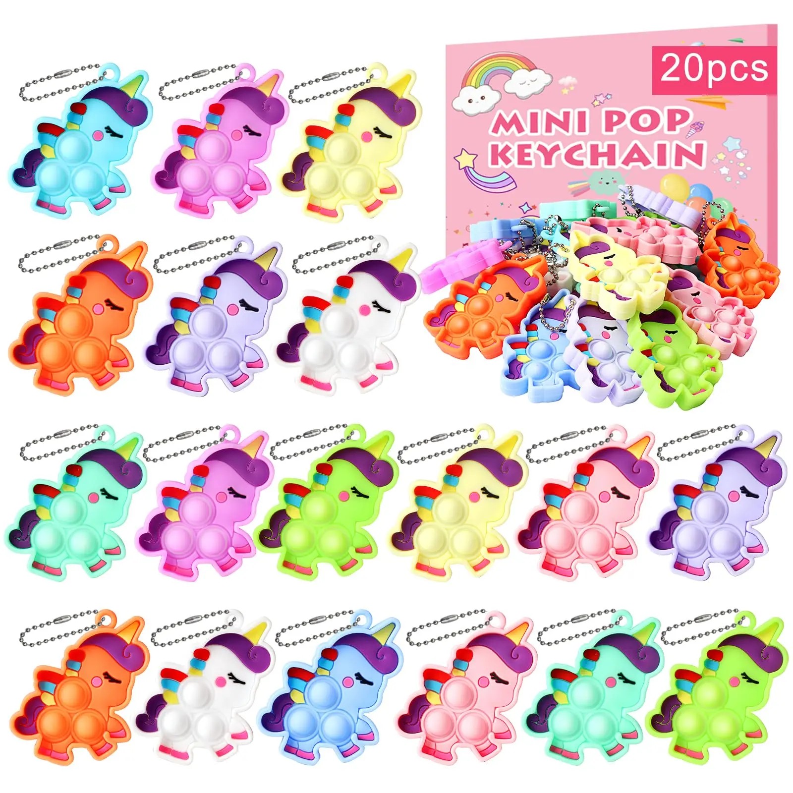 Kids Party Favors Pop Keychain Fidget Toys pop it fidgetstoys birthday gift pop blocks