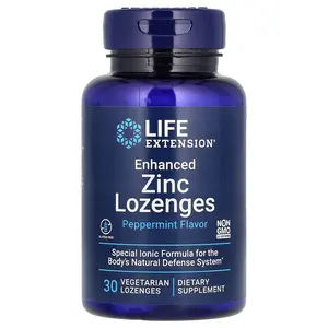 Life Extension Enhanced Zinc Lozenges, Peppermint, 30 Vegetarian Lozenges (18.75 mg per Lozenge)