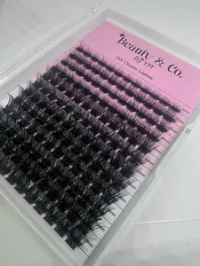 Beauty&Co 144 PCS Wispy Lash Clusters: 8–16mm Fluffy Volume Individual Lashes with Soft Thin Band for Natural DIY eyelash Extensions with Tweezer