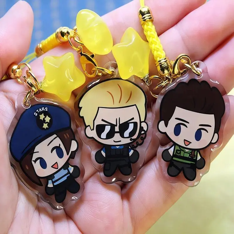 S.T.A.R.S. Wesker, Jill, Chris|Inspired by Resident Evil Acrylic Keychain&phoneCharm |Double Sided with Star |Cute Gaming Gift