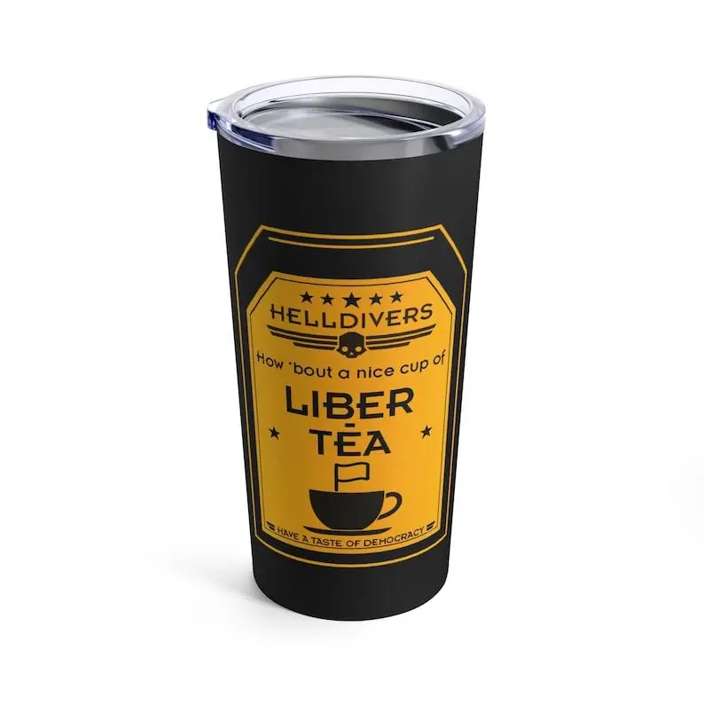 Helldivers 2 Liber-tea Black Tumbler How Bout A Nice Cup Of liber-tea cup mug tumbler