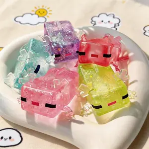 Aurora Axolotl Squishy Mochi – Glittery Kawaii Sensory Fidget Toy, Soft Stretchy Stress Relief Toy for Anxiety, Cute Animal Desk Toy for Kids & Adults