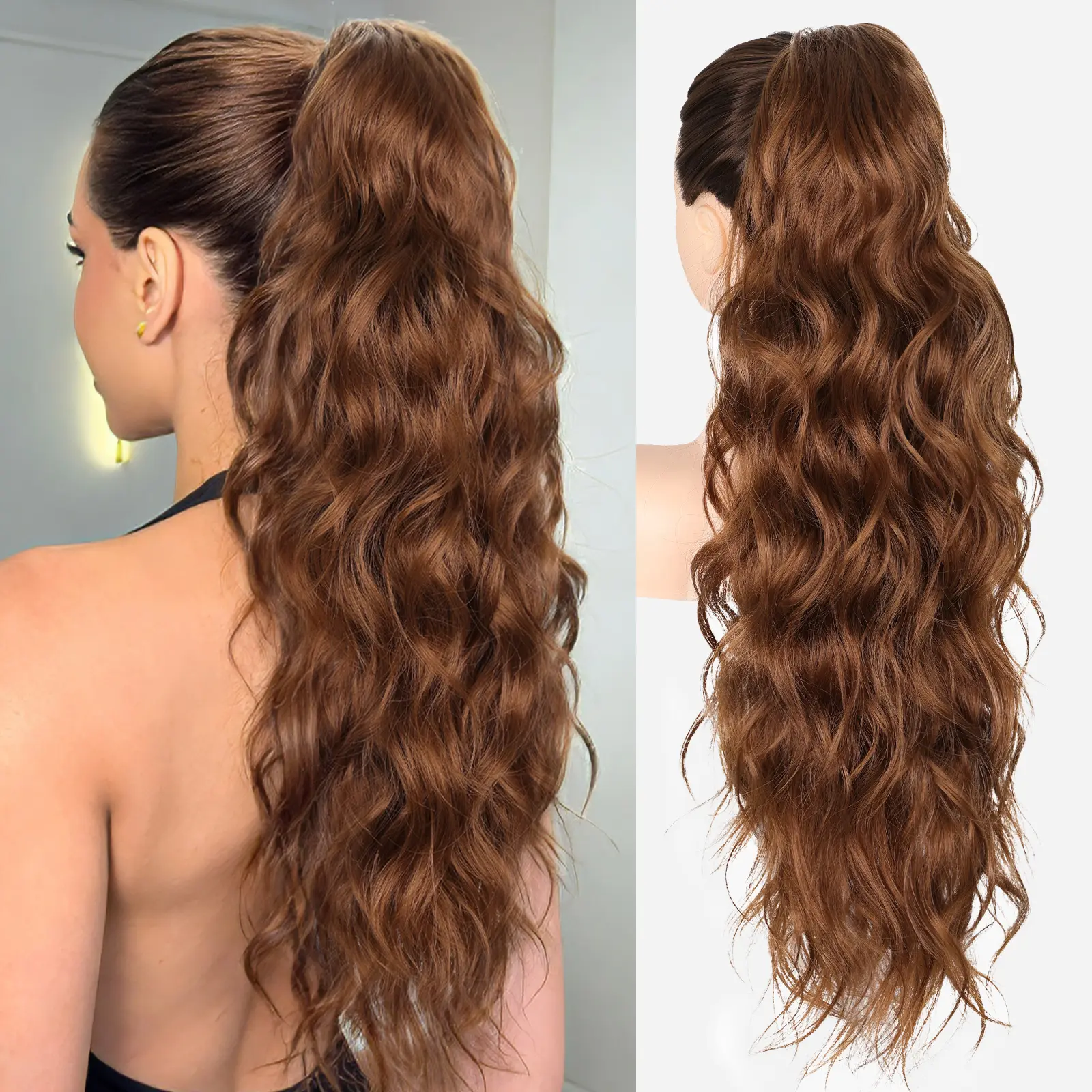 Claw Clip Ponytail Extension 26 Inch Ponytail Extension, Long Wave Ponytail Extensions for Women Fluffy Natural Synthetic Hairpiece for Daily Use