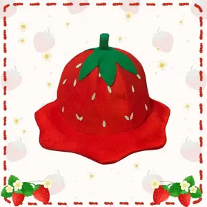 Instagram cartoon strawberry hat cute fruit fisherman hat bizarre Halloween party photo performance hat
