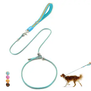 Non-Slip Dog Leash 5 Feet or 6 Feet with Metal Stopper Durable Training Leash Without Pulling for Small, Medium  Dogs Comfortable Grip Nylon Leash, Easy-to-Use Pet Walking Leash, Hands Free Leash