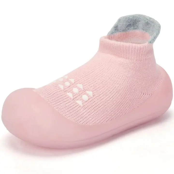 Toddler First Walkers Sock Shoes, Slip On Design Breathable Footwear with Non-Slip Soft Rubber Sole Unisex Toddler First Walking Sock Shoes - Black/Pink, Non-Slip Soft Rubber Sole, Breathable Slip-On Sneakers, Comfortable for Everyday Versatile Use