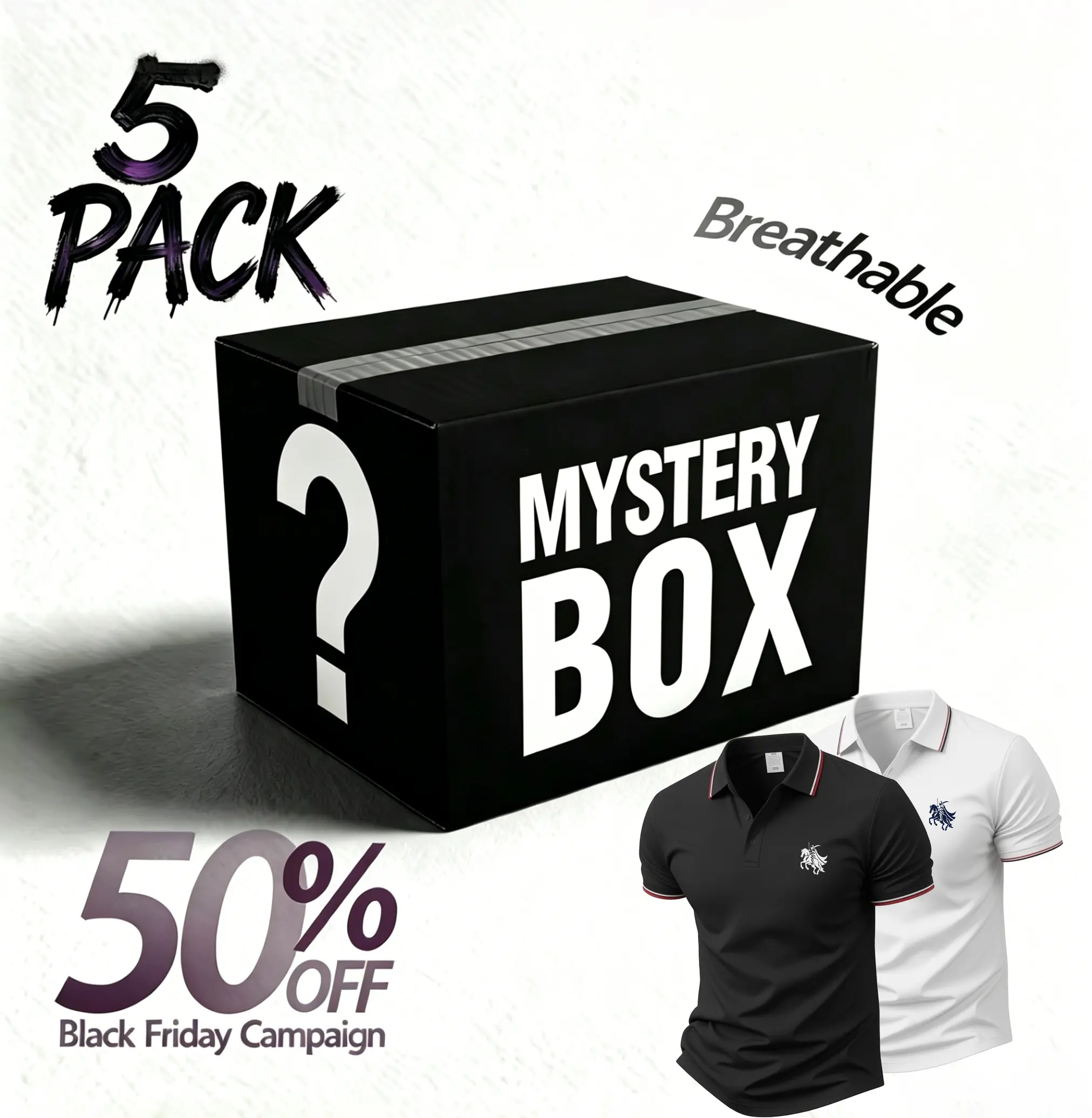 Mystery Box Set of 5 - Five randomly selected Polo shirts with mesh fabric; a mysterious birthday gift, a gift for friends, Christmas present, mystery box challenge. Los Santos West Coast Outfit Mystery Box Breathable Lapel Solid Color Polo soft