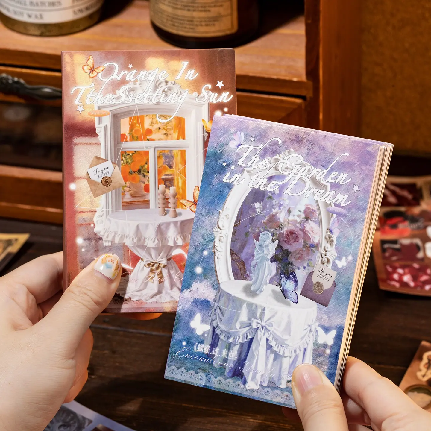 2 Packs French Vintage Sticker Book, Twilight Star Design, DIY Phone Back Cover Decor, Hand Account Material, Cut Film Stickers