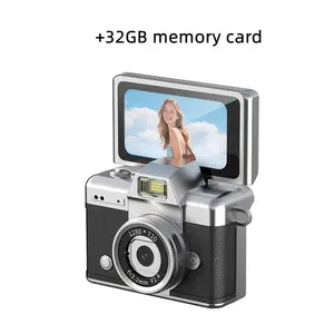 Thumb-Sized Ccd Flip Camera, Fashion Accessory, 180° Rotatable Screen, Backlight, Movie-Level Vlogs, 32GB Memory Card Included