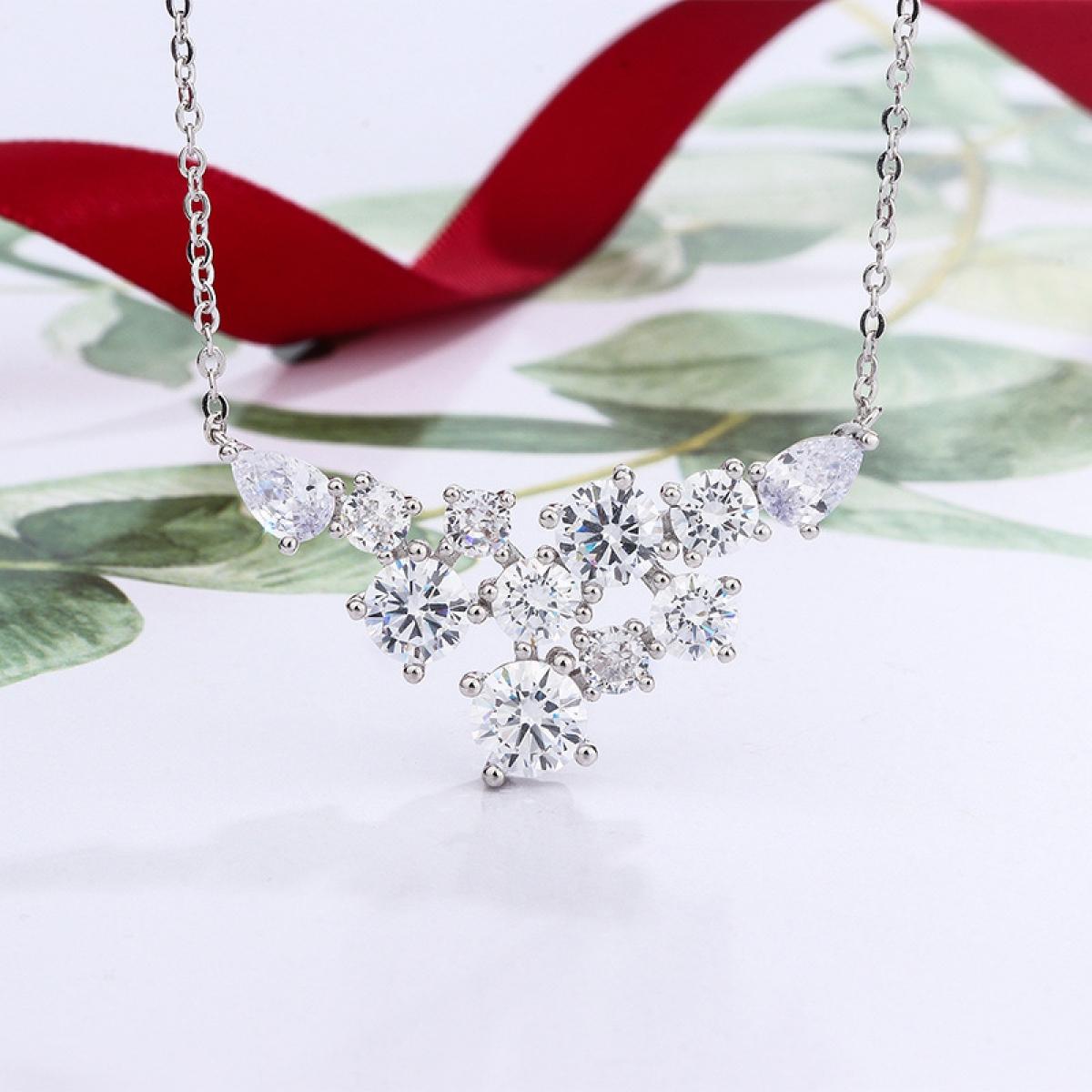 Dainty Multi-Shape Sparkle Cluster Necklace, Smooth Polished Link Chain, Elegant Feminine Statement Jewelry, Versatile Formal & Casual Accessory, Perfect Gift for Fashion Lovers, Timeless Design for All Occasions
