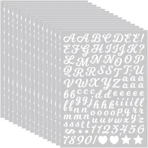 3040Pcs 20 Sheets 0.5inch Small Letter Number Stickers Colorful Self-Adhesive Vinyl Waterproof for Mailbox Windows Doors Signs Scrapbook White Writing Style