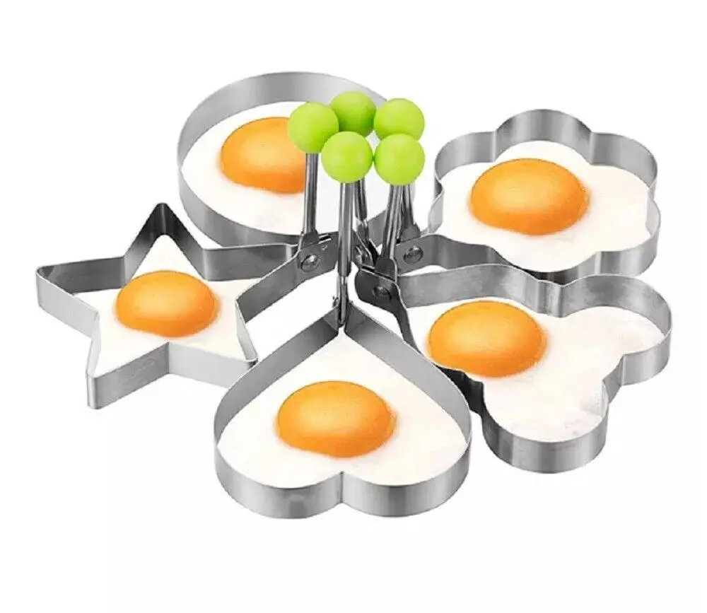 5-Piece Stainless Steel Non-Stick Fried Egg Pancake Ring Mold Cooking Kitchen Tool Set