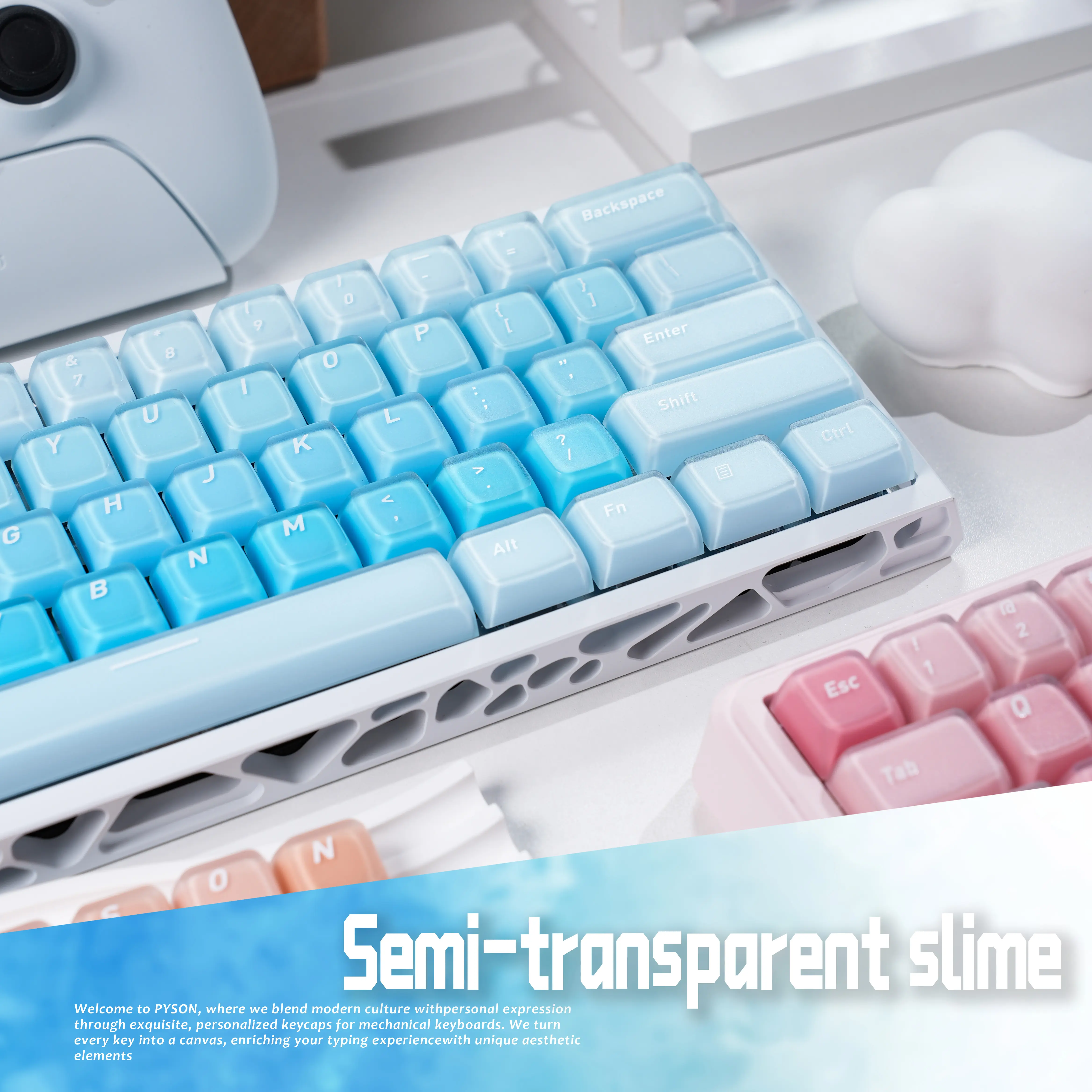 DigAura Slime HOA Profile Translucent Keycap Set PBT+PC 132-Key (Only Keycaps)