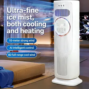 50W Timing Ice Crystal Bladeless Fan, Fast Summer Cooling, Moist Atomizer Avoid Dry Skin, Safe Bladeless & Remote Control Design, Ideal for Bedroom, Shop, Workstation and Apartment
