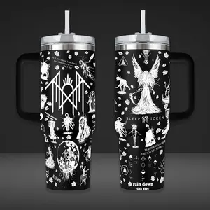 Sleep Token Tumbler 40oz 20oz Black & White Rock Music Band Custom Cup 40 oz Tumbler With Handle, Tumbler 20oz No Handle, Gifts For Fans