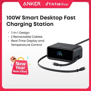 Anker Nano 7-in-1 USB-C Charging Station with 2.3ft InstaCord, 3 USB-C, 3 AC Outlets, 1 USB-A, 100W Desktop Power Strip for iPhone 17/16, MacBook, and More, Perfect for Multitasking