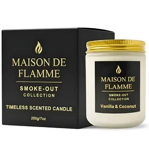 Maison De Flamme Smoke-Out Candle – Vanilla & Coconut | Odor-Eliminating Scented Candle (White Jar, 200g/7oz)