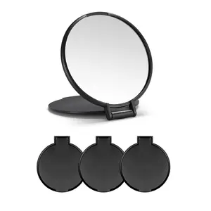 Compact Mirror Bulk Round Makeup Mirror for Purse, Set of 3, 2.6"L x 2.37"W (Red) Black
