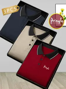 Best-selling three-piece set, quick-dry breathable sports fabric polo shirt, Pringle of Scotland print pattern, suitable for business, sports, and home use, igh quality, all-season, easy to care for
