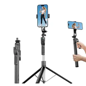 Wireless Selfie Stick Tripod Stand, One Click Pop-Up Design, 1900mm Foldable Monopod for Smartphones, Balanced & Stable Shooting, Cellphone