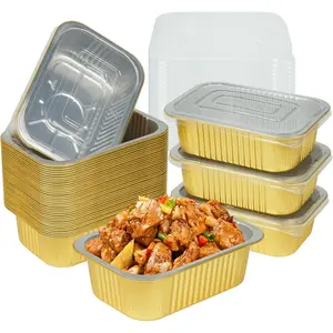 40 Pack 1.5 LB 7.2"x5"x1.8"  Foil Pans with  Heavy Duty, 24 Ounce Foil  Containers with Lid, Disposable Tin Foil Pans with  for Baking, Meal Prep, Freezer, Heating and Takeout