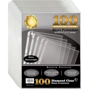 Page Protectors, 100 Pack  Clear 4 Mil Heavyweight Page Protectors for 3 Ring Binder, 8.5 x 11 Top Load Clear Binder Sleeves, Durable Sheet Protectors