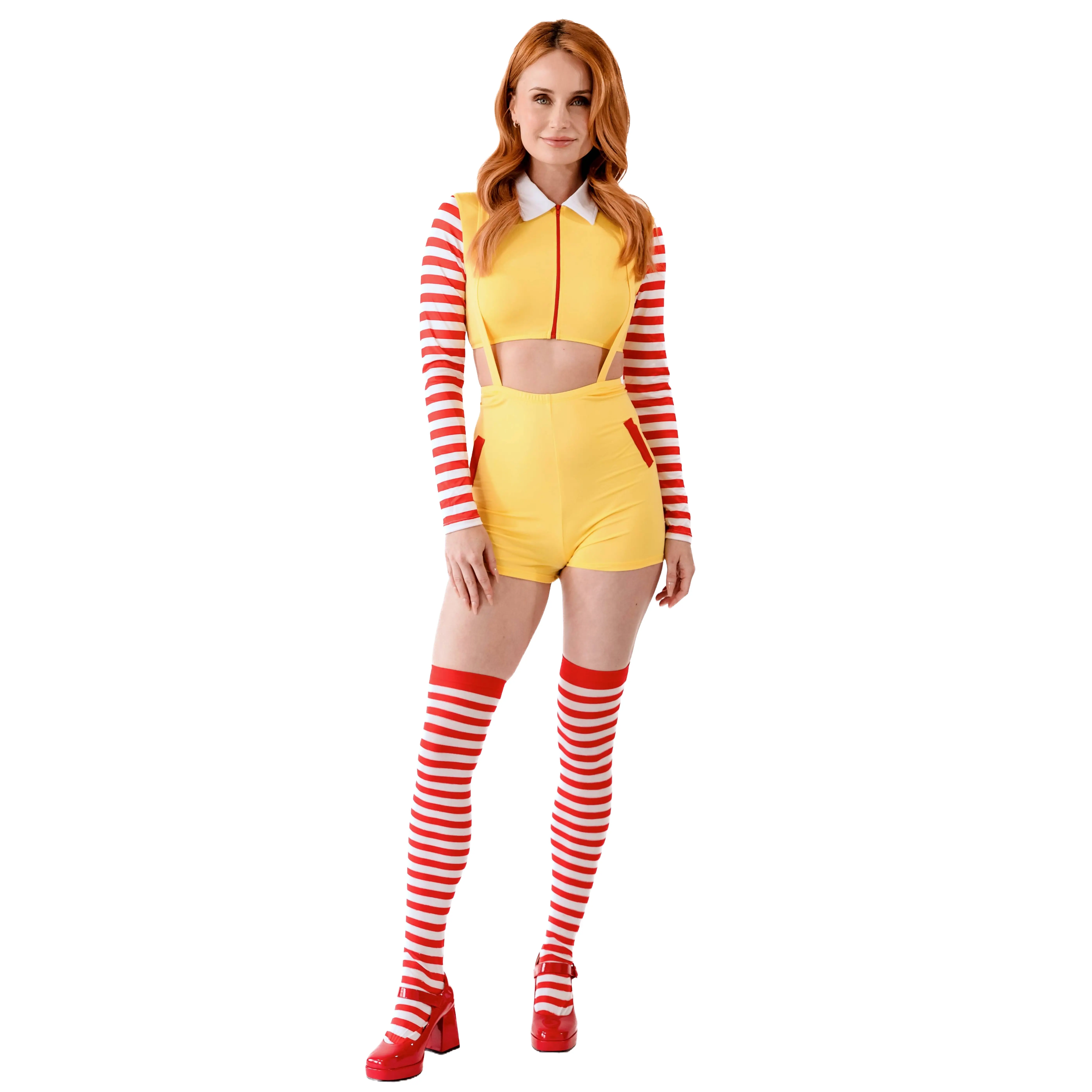 Carnival Creed Fast Food Clown 4 Piece Costume Set