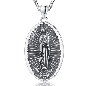 925 Sterling Silver Virgin Mary Pendant Necklace, Daily Wear Religous Amulet Jewelry, Protection Necklace Gift for Women Girls Wife