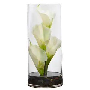 14” Calla Lily Artificial Arrangement in Cylinder Glass 14” Calla Lily Artificial Arrangement in Cylinder Glass