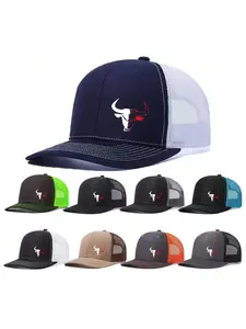 1pc Unisex Trucker Hat Bull Head Printing Mesh Baseball Cap Richardson Slightly Curved Brim Baseball Cap Adjustable Snapback Cap Adjustable Dad Hats Outdoor Mesh Breathable Sun Hat Gift for Men Women