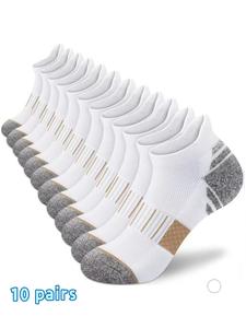 Men's Soft Knitted Socks, 10 Pairs Casual Daily Wear, Comfortable Plaid Pattern, All Seasons Moderate Fabric, Sports Boat Socks, Sports Running Socks