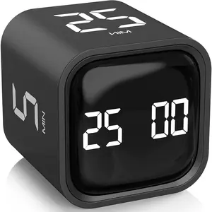 Rotating Pomodoro Timer 5, 25, 10 50 Minutes Preset, Desk Productivity Flip Timer, ADHD Tool Cube Countdown Stopwatch, Vibration/High/Low Volume/Custom Modes, for Work, Study, Back to School, Kitchen