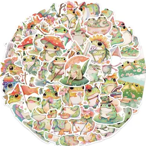 50 Original Colorful Fat Frog Stickers, Personalized Decorative Guitar Notebook Luggage DIY Waterproof, Flat Sticker Type, Cute Animal Stickers