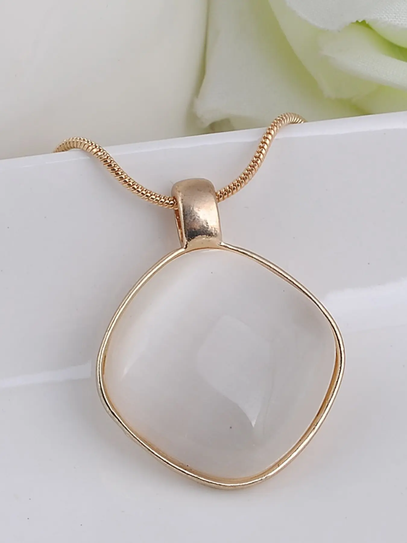Women's Statement Necklace with Big Opal Pendant, Rose Circle Design, Exquisite Jewelry Gift, Perfect Christmas Gift for Her