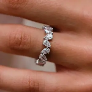 Maxine 4.8Ct Full Pear Cut Wedding Band,5A Cubic Zirconia Wedding Band ,Women's Ring Jewelry,Promise Band for Daily,Travel,Proposal,Birthday,Anniversary