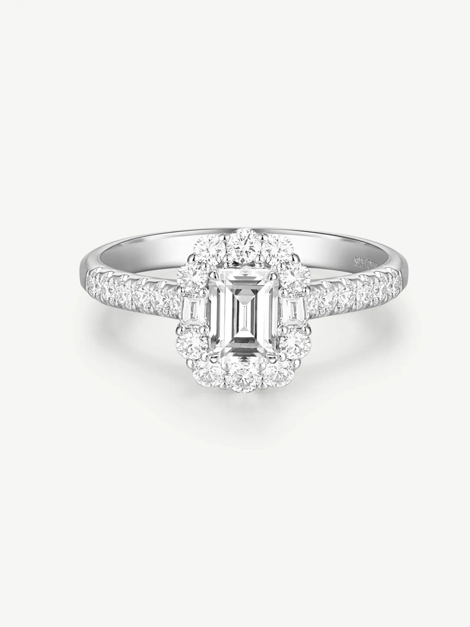AGVANA "Boundless Devotion" Vintage Flair Halo Engagement Ring - Lab Grown Diamond, VS Clarity, 0.8-1.8 Ct. Tw., Sterling Silver Female Wedding Band, Emerald Anniversary Promise Ring