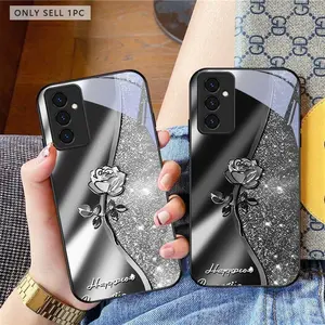 Dark crystal rose Protective Cellphone case cover suitable for Samsung Galaxy A16 5G/A04 4G/A14 5G/A23/A24 4G/A05 4G/A05S 4G/A03 Core/A12/A26 5G/A14 4G/A15 4G/A25 5G/A13 5G/A04e/A06/A13/A12 Nacho Max Black tempered glass case with lanyard