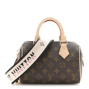 Pre-owned Louis Vuitton Coated Canvas Crossbody Bags Monogram Speedy Bandouliere 20 Black