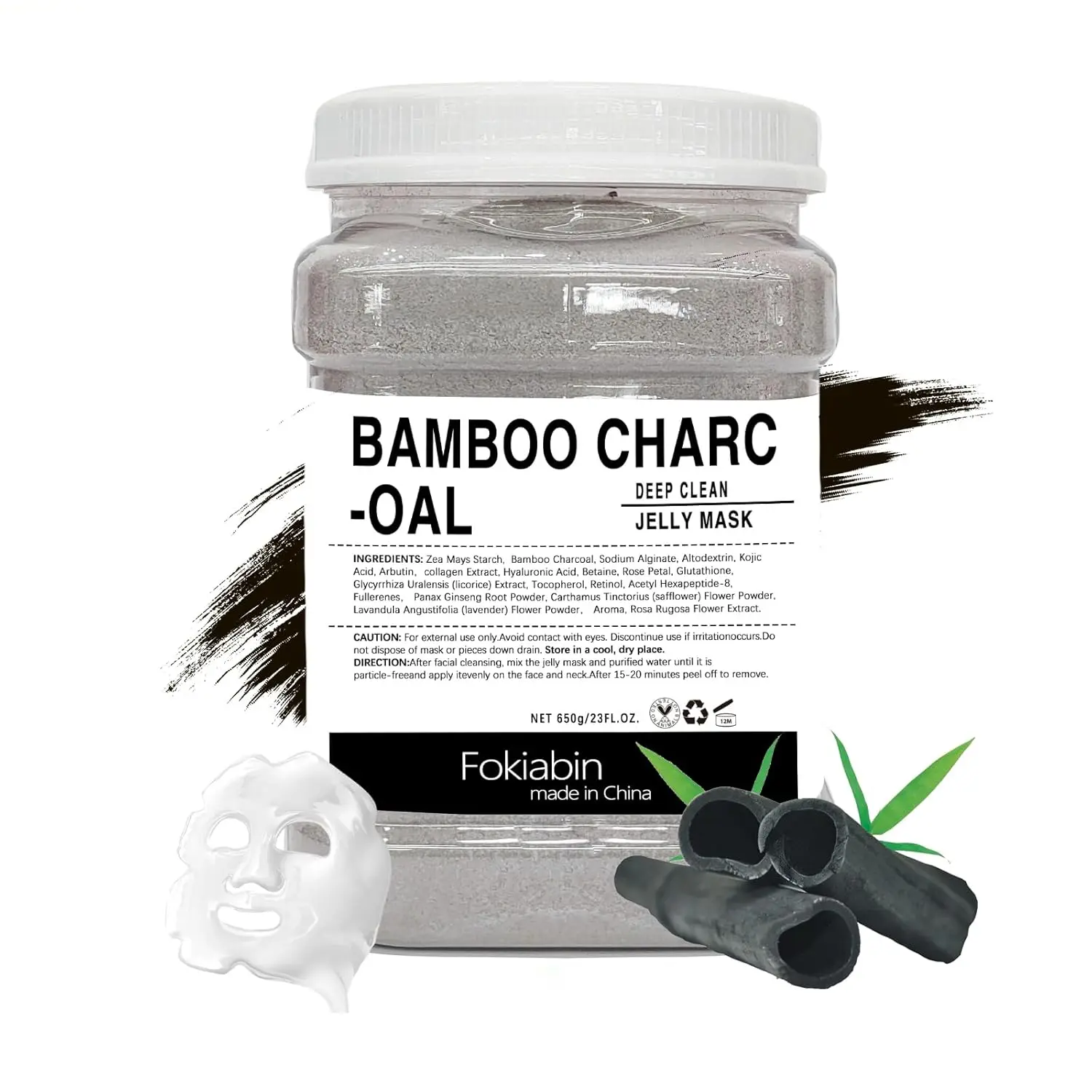 Fokiabin Bamboo Skincare Mask - Facial Peel-Off Gel | Smooth Silky Skin, 24H Moisture & Glow | All Skin Types with Comfort Fit