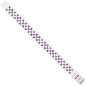 212 MAIN Waterproof Stackable Bracelets - 0.75x10 in Purple Checkered Tyvek Numbered Wristbands, Office Event ID Wristbands (Case of 500)
