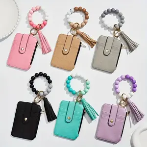 Boho Style Beaded & Tassel Decor Keychain, Fashionable Silicone Beaded Keychain for Women & Girls, Trendy All-match Keychain for Birthday Gift