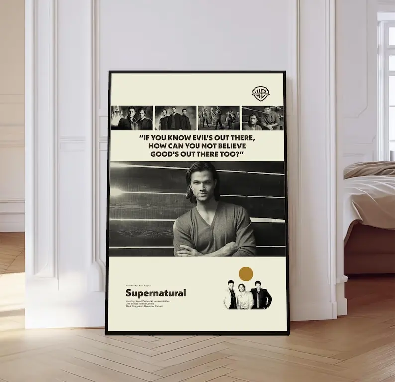 Retro Supernatural Poster, Tv Series Poster, Mid century Art, Retro Modern Poster, Black And White Poster, Vintage Movie Poster