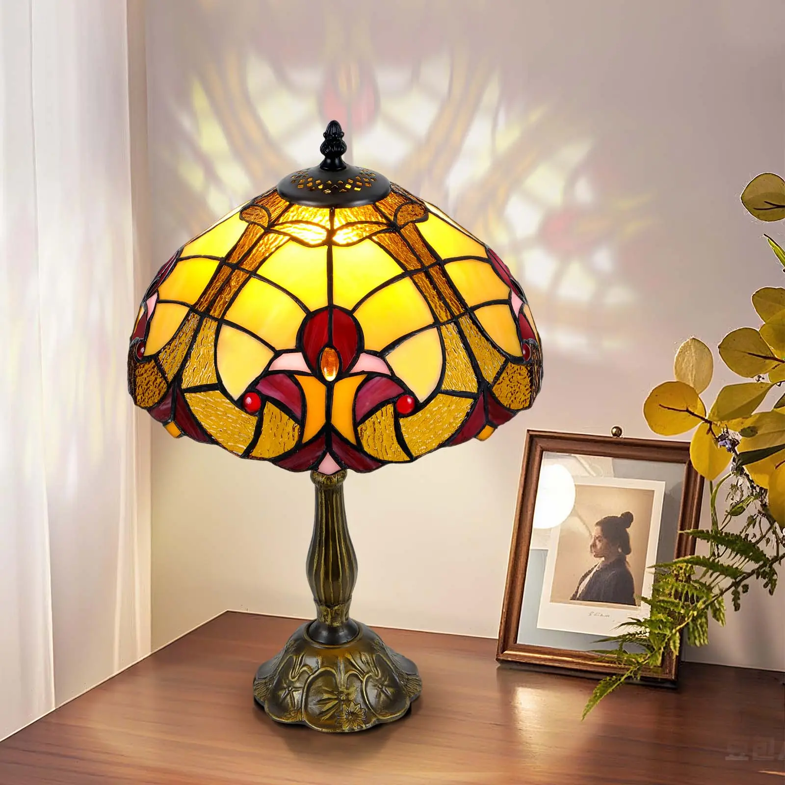 Elegant Tiffany Style Table Lamp 12-Inch Handmade Stained Glass Gift Ready with Bulb Included New Year Decor