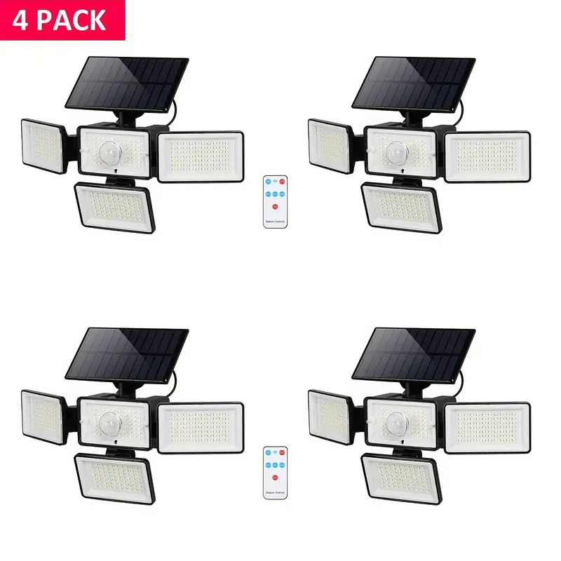 Solar Outdoor Landscape Lights (1/2/4/6-Pack), Super Bright Wide Floodlight with 270° Lighting Angle, 4 Modes, Remote Control, Security Lighting, Practical Home Gift, 1-2 Days Shipment (Patio, Garage Use)