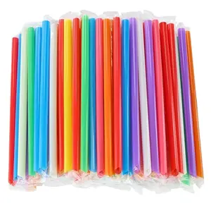 100 Pack Jumbo Smoothie Straws, 9.45 Inches Boba Straws,Individually Wrapped Straws Disposable Milkshake Straws Extra Long,Multi Colors Wide-Mouthed Drinking Straw