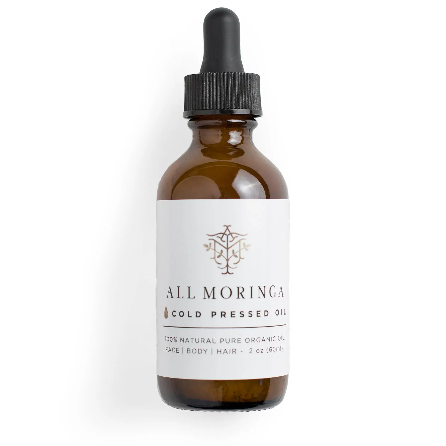 All Moringa Cold Pressed Oil 100% Organic Ben Oil for Face Body Hair USDA Certified Non-GMO Paraben-Free Vegan