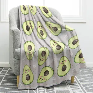 Avocado Fruit Blanket Cute Jumping Avocado Print Gifts for Women Kids Girls Home Bedroom Living Room Decor Soft Comfortable Flannel Cozy Lightweight Throw Blankets
